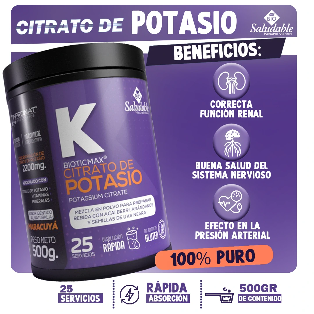 CITRATO DE POTASIO X 500GR BIOSALUDABLE
